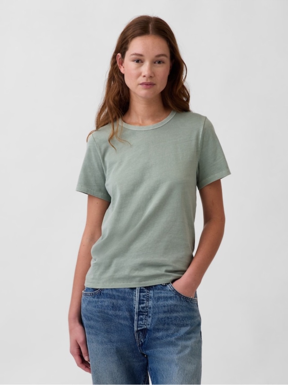 GAP Short Sleeve Crewneck Tee in Sage Green